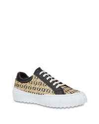 hellbeige bedruckte Leder niedrige Sneakers von Fendi