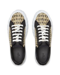 hellbeige bedruckte Leder niedrige Sneakers von Fendi