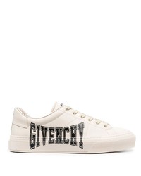 hellbeige bedruckte Leder niedrige Sneakers von Givenchy