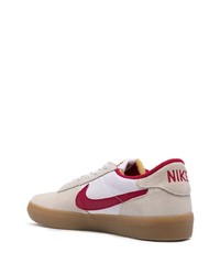 hellbeige bedruckte Leder niedrige Sneakers von Nike