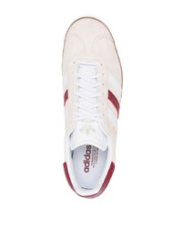 hellbeige bedruckte Leder niedrige Sneakers von adidas