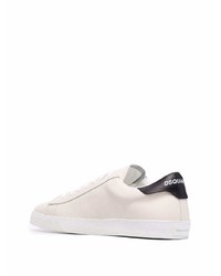 hellbeige bedruckte Leder niedrige Sneakers von DSQUARED2