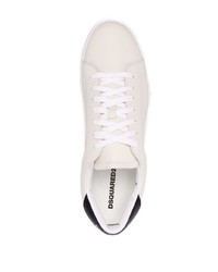 hellbeige bedruckte Leder niedrige Sneakers von DSQUARED2