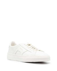 hellbeige bedruckte Leder niedrige Sneakers von Santoni