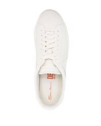 hellbeige bedruckte Leder niedrige Sneakers von Santoni