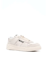 hellbeige bedruckte Leder niedrige Sneakers von MSGM