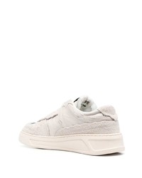 hellbeige bedruckte Leder niedrige Sneakers von MSGM