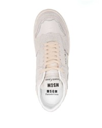 hellbeige bedruckte Leder niedrige Sneakers von MSGM