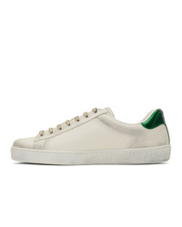 hellbeige bedruckte niedrige Sneakers von Gucci