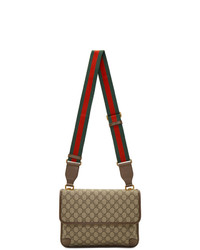 hellbeige bedruckte Satchel-Tasche aus Segeltuch von Gucci