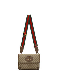 hellbeige bedruckte Satchel-Tasche aus Segeltuch von Gucci