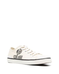 hellbeige bedruckte Segeltuch niedrige Sneakers von Isabel Marant