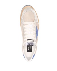 hellbeige bedruckte Segeltuch niedrige Sneakers von Golden Goose