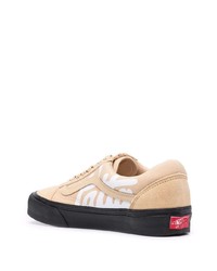 hellbeige bedruckte Segeltuch niedrige Sneakers von Vans