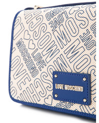 hellbeige bedruckte Segeltuch Umhängetasche von Love Moschino