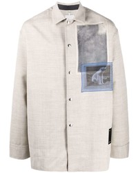 hellbeige bedruckte Shirtjacke von Oamc