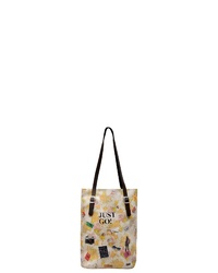 hellbeige bedruckte Shopper Tasche aus Leder von DOGO