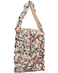 hellbeige bedruckte Shopper Tasche aus Leder von Charles Jeffrey Loverboy