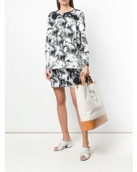 hellbeige bedruckte Shopper Tasche aus Leder von Sonia Rykiel