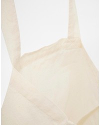 hellbeige bedruckte Shopper Tasche aus Segeltuch von Reclaimed Vintage