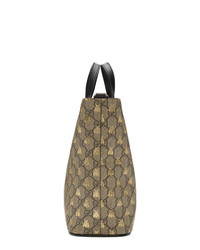 hellbeige bedruckte Shopper Tasche aus Segeltuch von Gucci