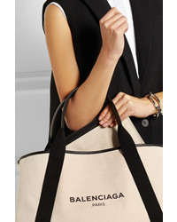 hellbeige bedruckte Shopper Tasche aus Segeltuch von Balenciaga