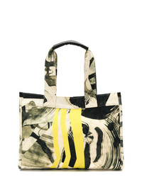 hellbeige bedruckte Shopper Tasche aus Segeltuch von Mara Mac