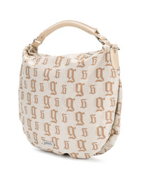 hellbeige bedruckte Shopper Tasche aus Segeltuch von John Galliano