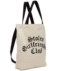 hellbeige bedruckte Shopper Tasche aus Segeltuch von Stolen Girlfriends Club