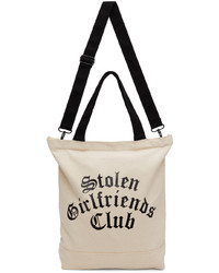 hellbeige bedruckte Shopper Tasche aus Segeltuch von Stolen Girlfriends Club