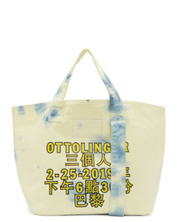 hellbeige bedruckte Shopper Tasche aus Segeltuch von Ottolinger