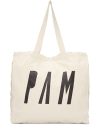 hellbeige bedruckte Shopper Tasche aus Segeltuch von Perks And Mini