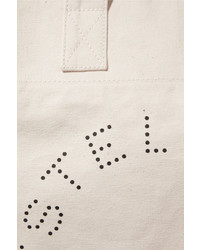 hellbeige bedruckte Shopper Tasche aus Segeltuch von Stella McCartney