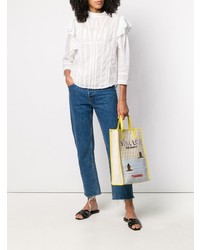 hellbeige bedruckte Shopper Tasche aus Segeltuch von Corto Moltedo