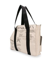 hellbeige bedruckte Shopper Tasche aus Segeltuch von A-Cold-Wall*