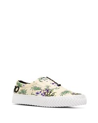 hellbeige bedruckte Slip-On Sneakers aus Leder von Kenzo