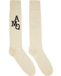 hellbeige bedruckte Socken von Alexander McQueen