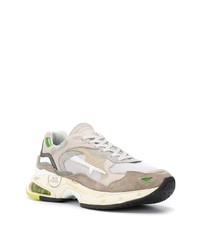 hellbeige bedruckte Sportschuhe von Premiata