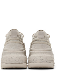 hellbeige bedruckte Wildleder niedrige Sneakers von Balmain