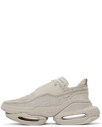 hellbeige bedruckte Wildleder niedrige Sneakers von Balmain