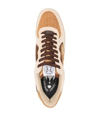 hellbeige bedruckte Wildleder niedrige Sneakers von Enterprise Japan