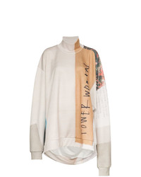 hellbeige bedruckter Oversize Pullover von MARQUES ALMEIDA