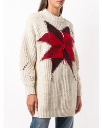 hellbeige bedruckter Oversize Pullover von Isabel Marant