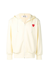 hellbeige bedruckter Pullover mit einem Kapuze von Comme Des Garcons Play