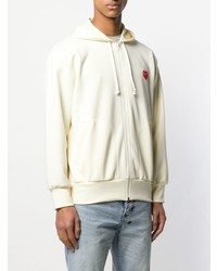 hellbeige bedruckter Pullover mit einem Kapuze von Comme Des Garcons Play