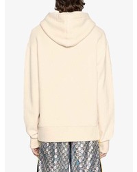 hellbeige bedruckter Pullover mit einem Kapuze von Gucci