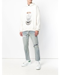 hellbeige bedruckter Pullover mit einem Kapuze von Ih Nom Uh Nit