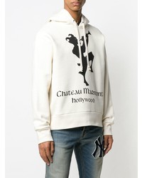 hellbeige bedruckter Pullover mit einem Kapuze von Gucci