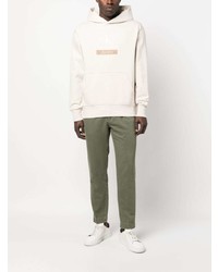 hellbeige bedruckter Pullover mit einem Kapuze von Calvin Klein Jeans