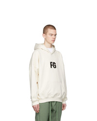 hellbeige bedruckter Pullover mit einem Kapuze von Fear Of God